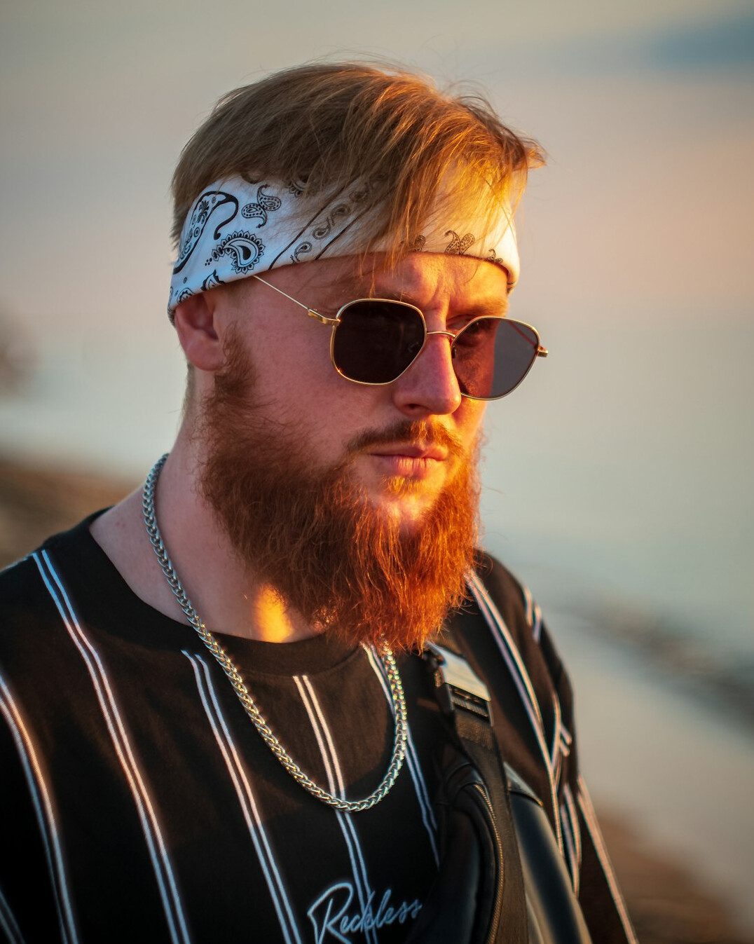 Portrait of a bearded man outdoors