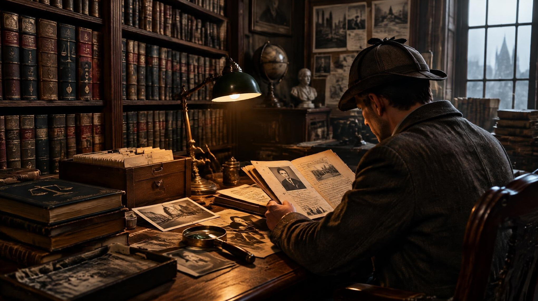 old library with crime books