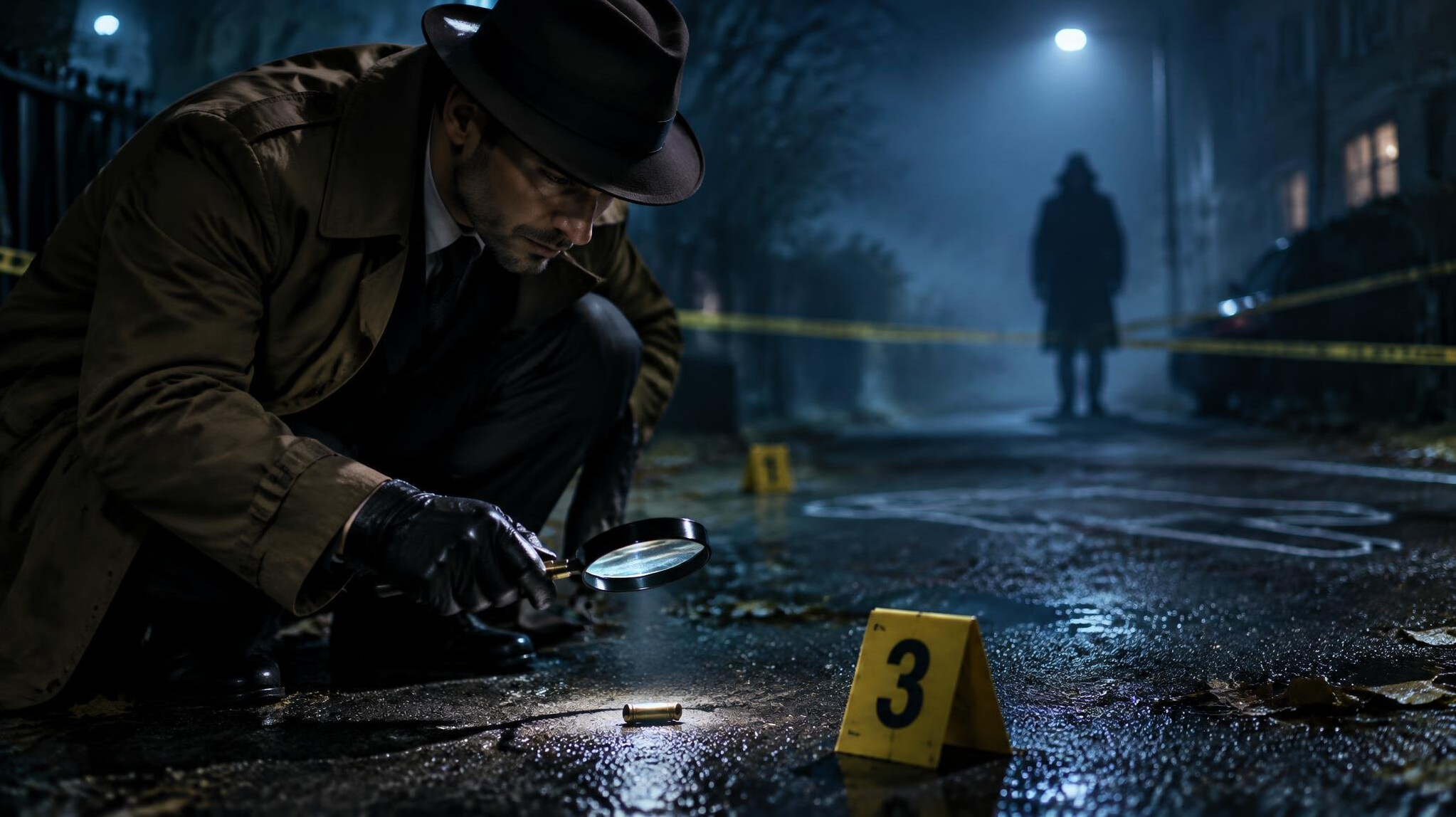detective examining clues