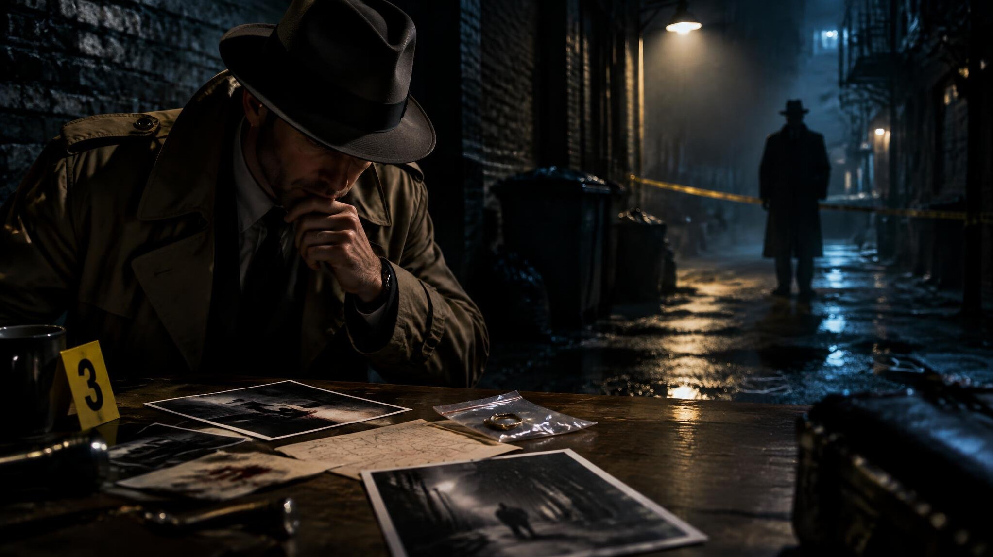 detective in trench coat