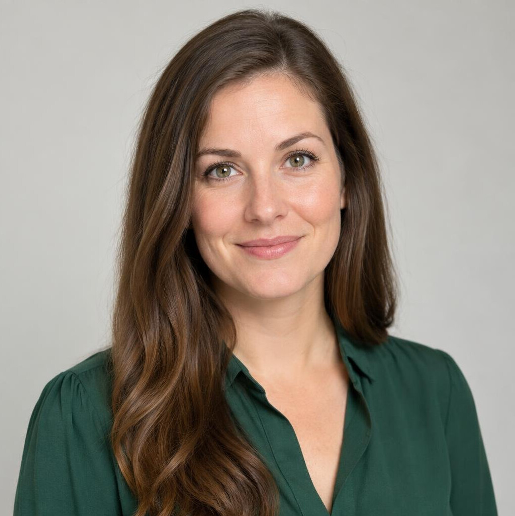 Portrait of a woman with long brown hair