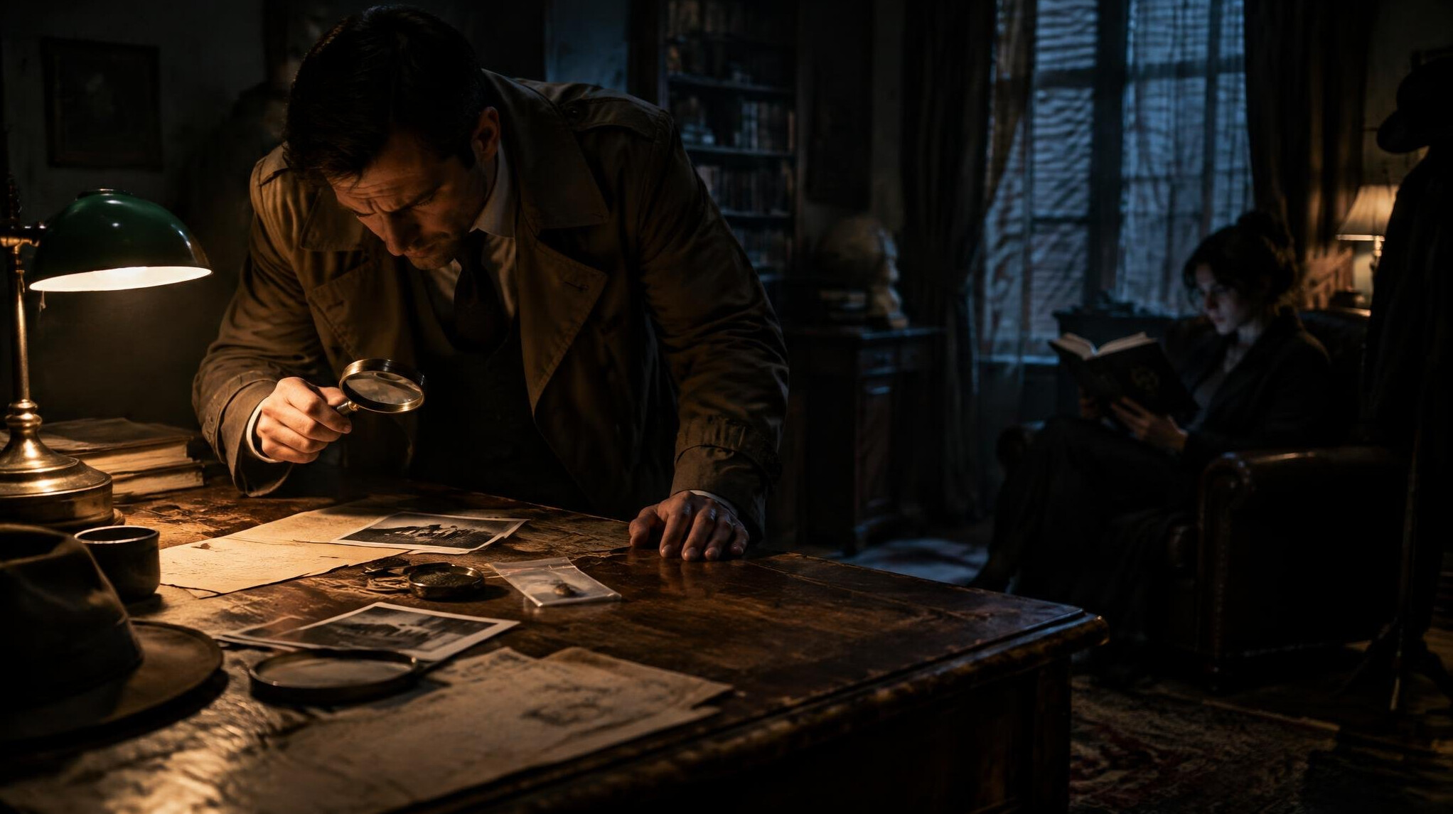 detective examining clues