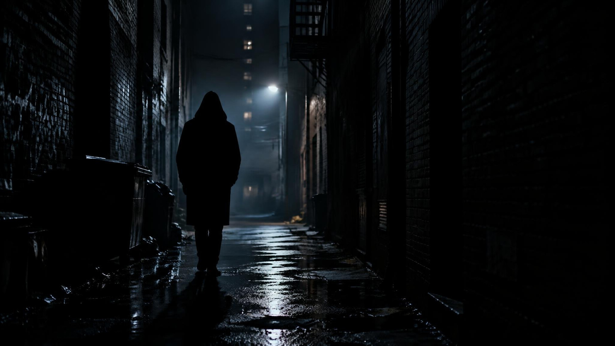 dark shadow figure in alley