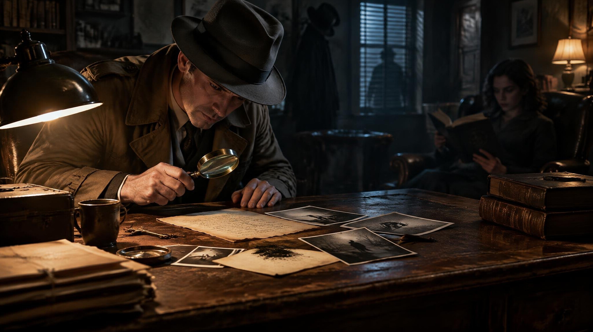 detective examining clues